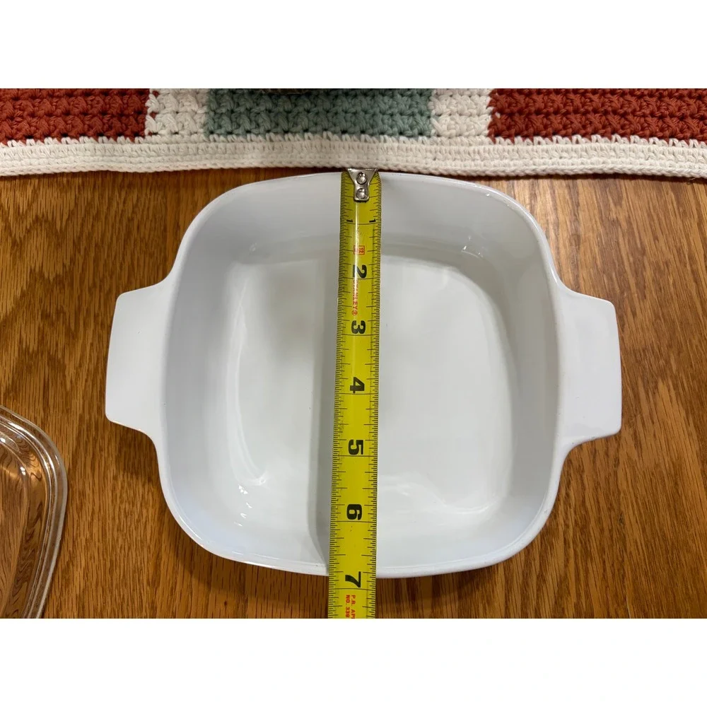Corning Ware A-1-B 1 Liter White Square Casserole Dish with Glass Lid Vintage